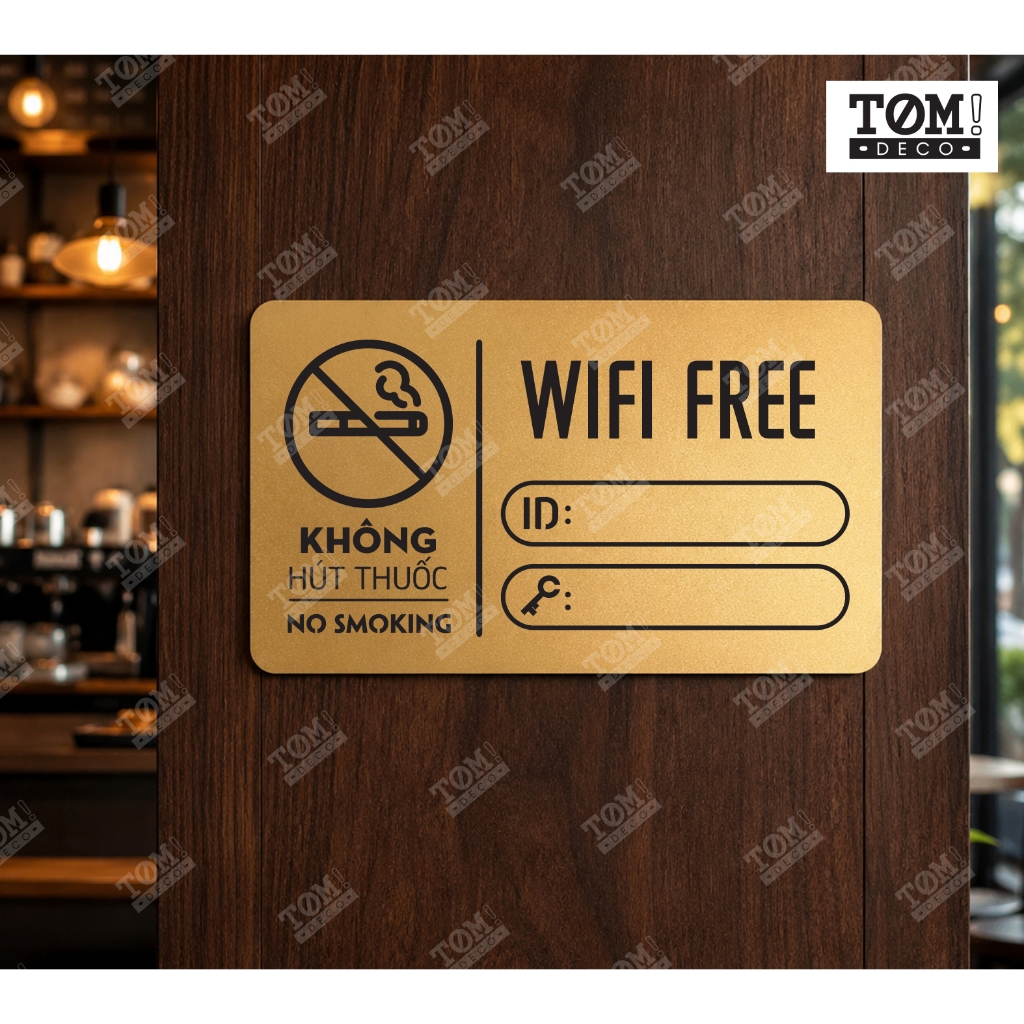 Biển wifi, bảng ghi pass wifi, password wifi, bảng thông tin wifi chất liệu nhôm phay xước