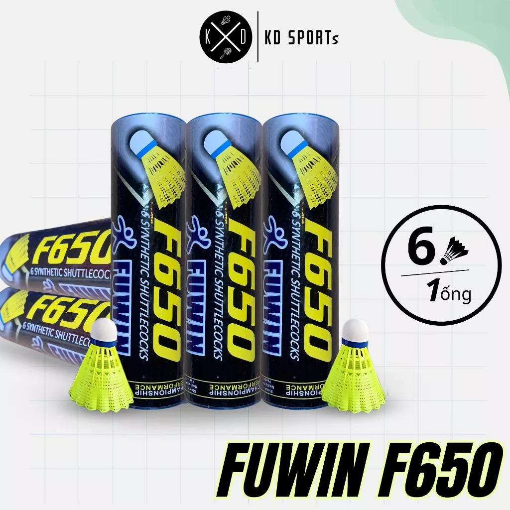Hộp Quả Cầu Lông Nhựa F650 Siêu Bền, Hộp 6 Quả, Hàng Chính Hãng Fuwin