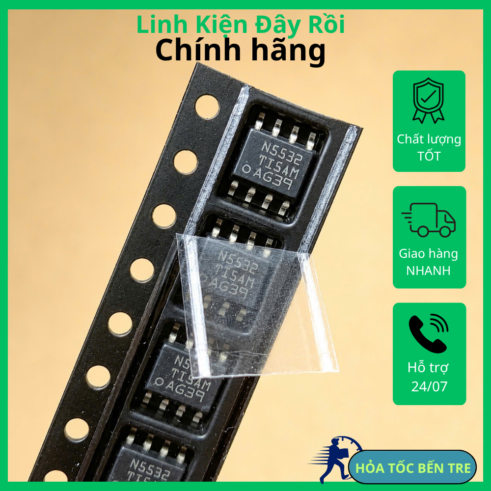 2 cái IC khuếch đại NE5532DR NE5532 N5532 N5532DR SOP-8 chính hãng