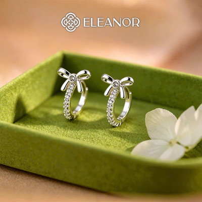 Bông tai nữ chuôi bạc 925 Eleanor Accessories hình nơ đính đá phụ kiện trang sức khuyên tai 11977