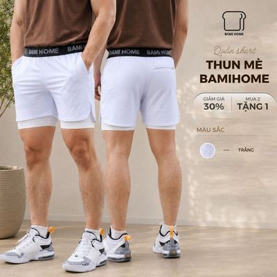 [GIẢM 50%] Quần gym nam 2 lớp BAMI HOME quần short thể thao nam co giãn tốt, thoáng khí, nhanh khô QG05