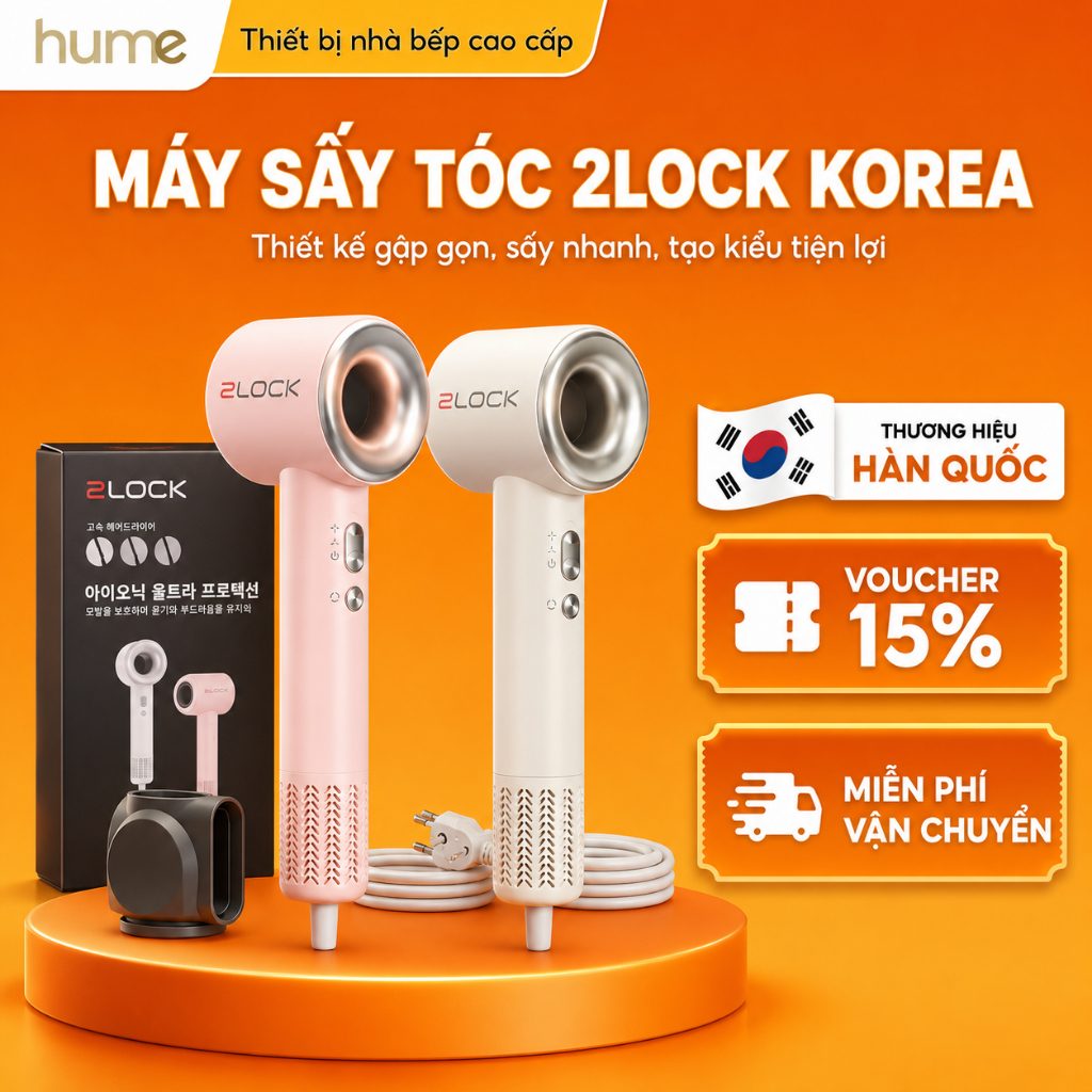 MÁY SẤY TÓC 2LOCK KOREA – ĐỘNG CƠ KHÔNG CHỔI THAN 110.000RPM