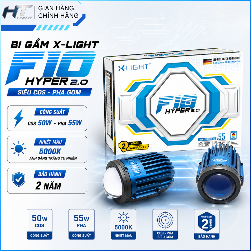 Đèn Bi Gầm X-Light F10 Hyper 2.0 New Chính Hãng - Bi Cầu Gầm Ô Tô Siêu Cos Pha Gom Chống Nước IP68