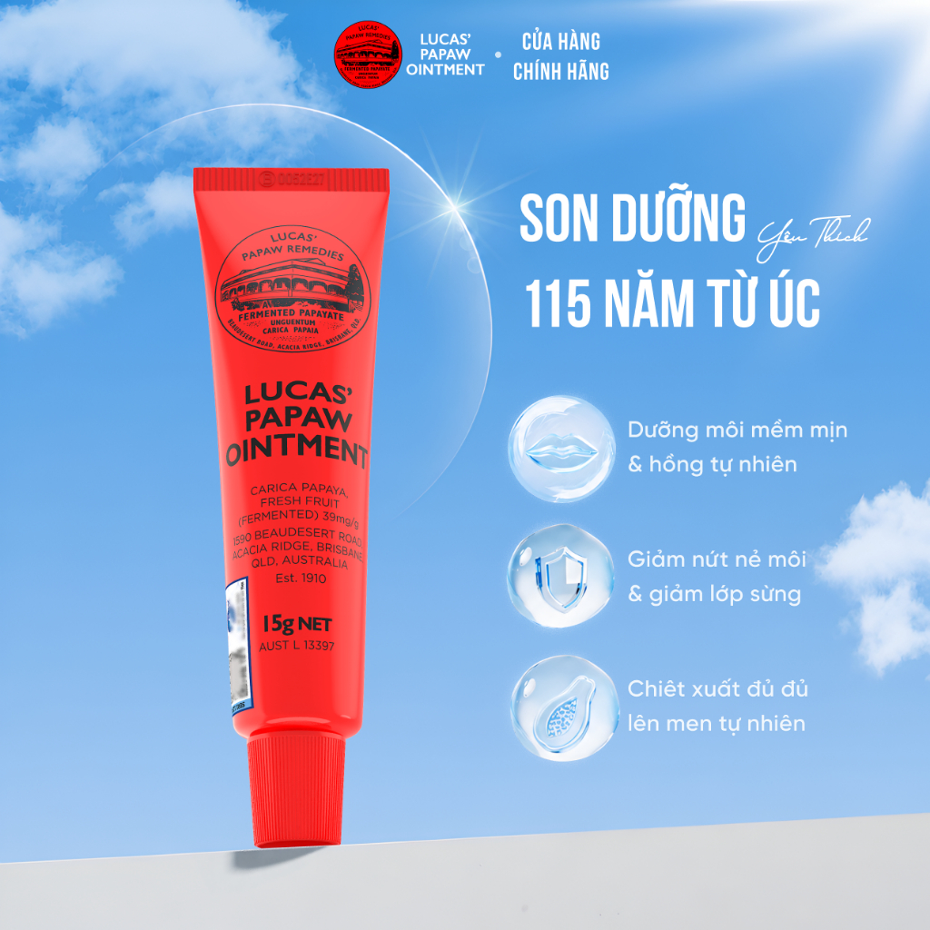 Son Dưỡng Môi Đu Đủ Lucas Papaw Úc 115 Năm - Dưỡng Môi Mềm Mịn, Giảm Khô Nứt Môi & Gót Tay Chân