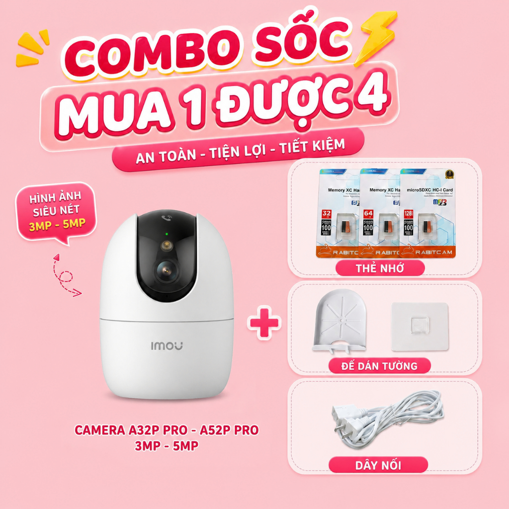 (MUA 1 ĐƯỢC 4) Camera WiFi IMOU Trong Nhà A32EP/A52P/A32P PRO/A52P PRO Hỗ Trợ Đàm Thoại 2 Chiều,360°