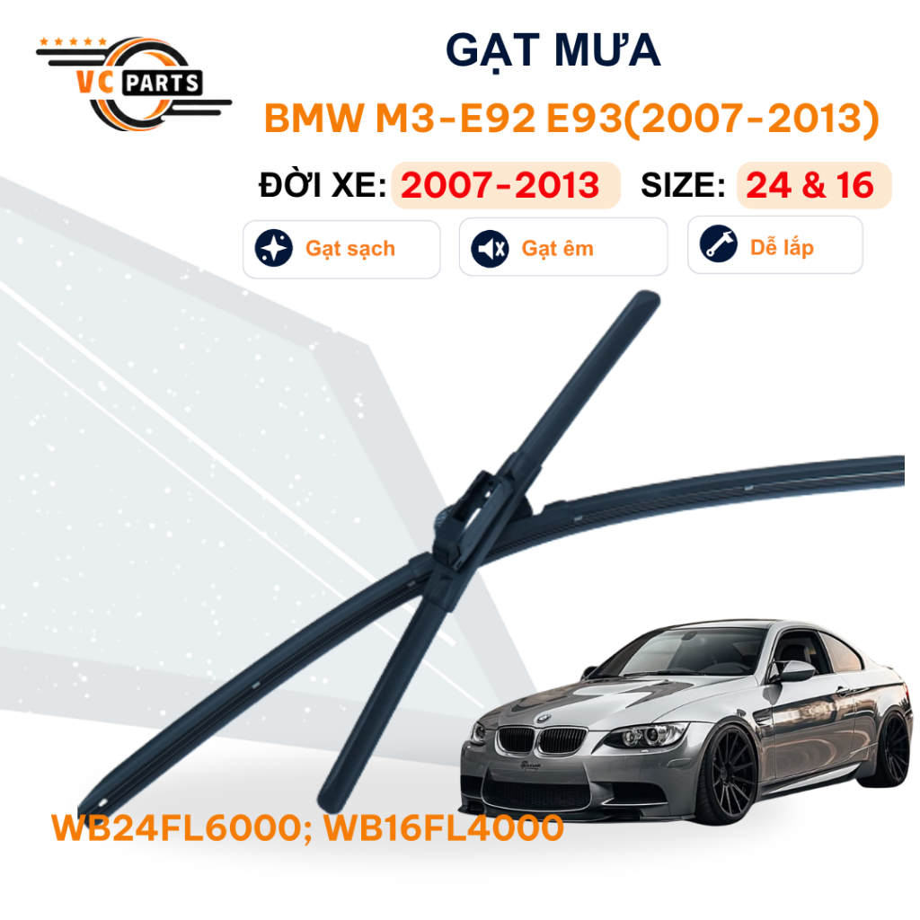 Gạt Mưa Kính Lái Thân Mềm SCHAEFFLER Kích Thước 24 & 16 Cho BMW M3-E92 E93 2007-2013