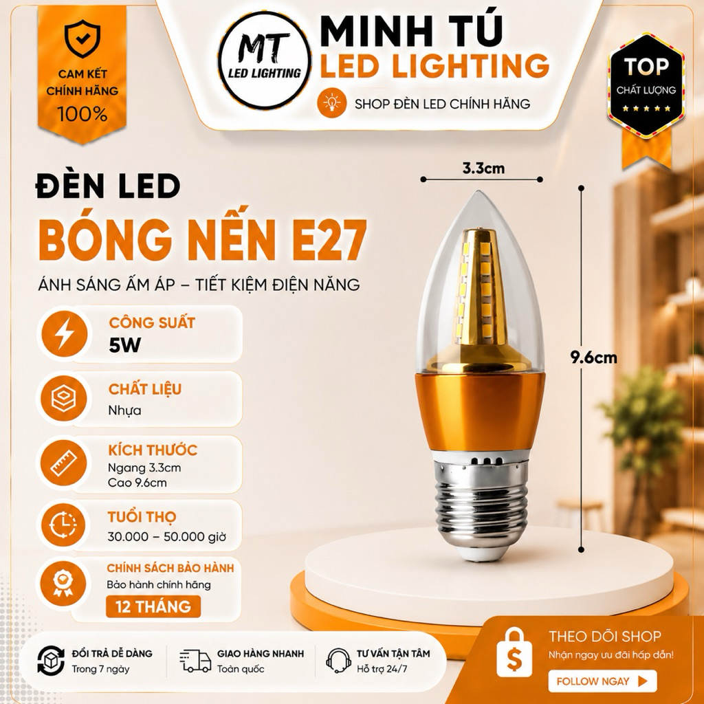 Bóng đèn Led Bắp Ngô 3 Chế Độ 12w E27 E14