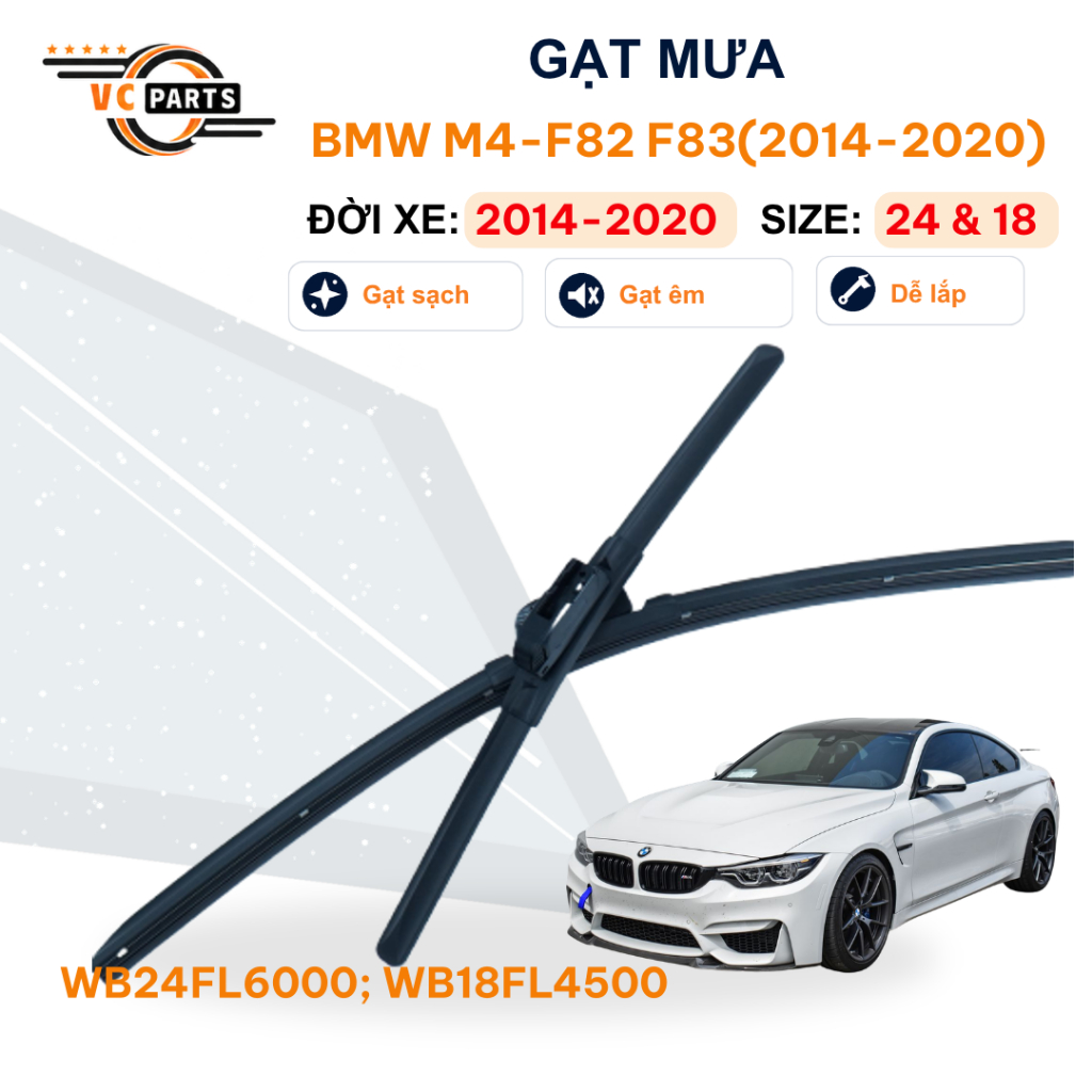 Gạt Mưa Thân Mềm Schaeffler Kích Thước 24 & 18 Inch Cho BMW M4-F82 F83 (2014-2020)