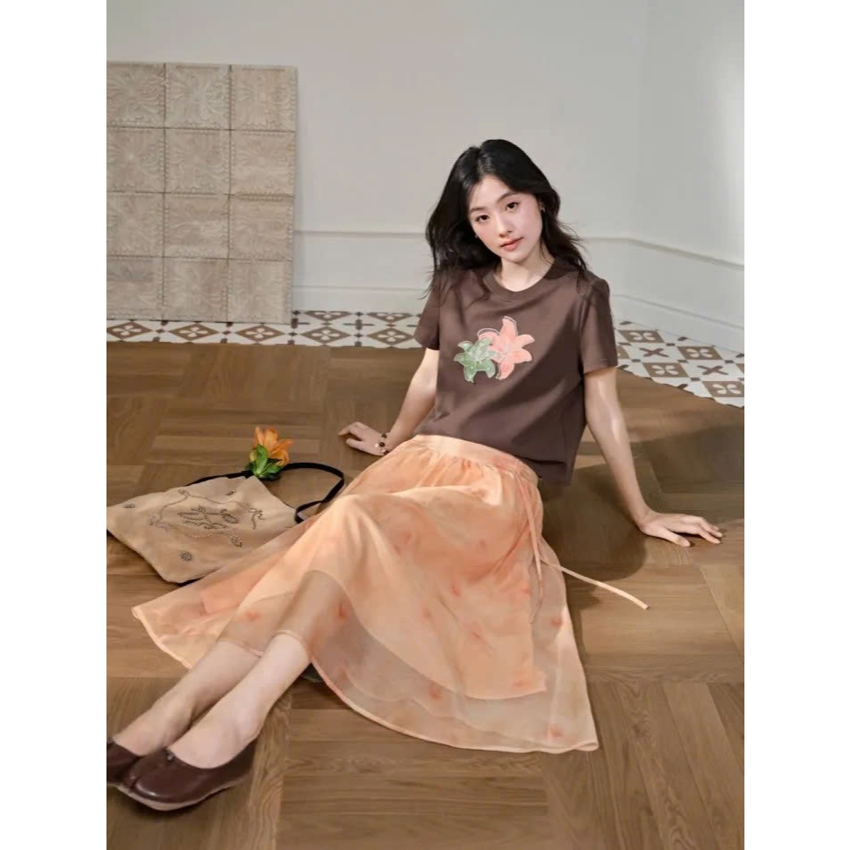 [KUOSE] Váy Midi dáng dài Lumière màu Cam nhạt (Light Orange)