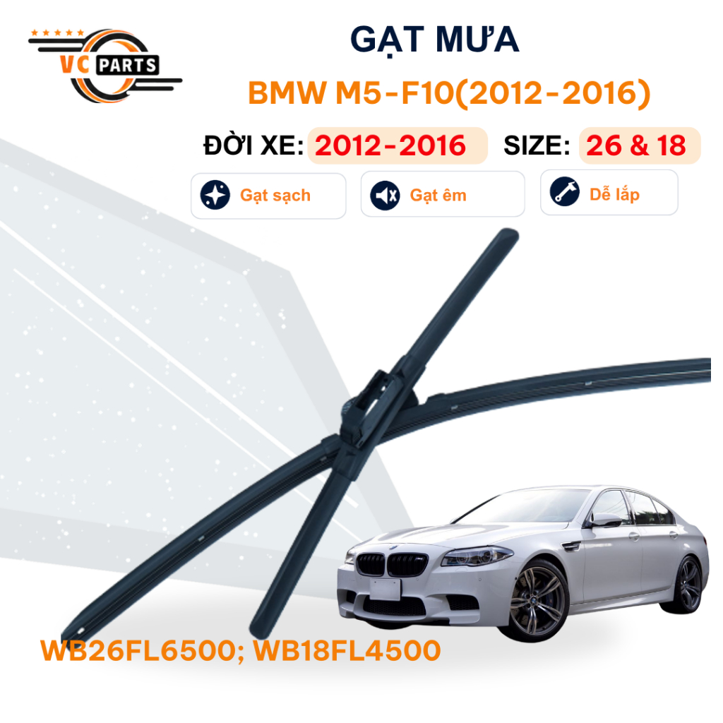 Gạt Mưa Thân Mềm SCHAEFFLER Kích Thước 26 & 18 Cho BMW M5-F10 2012-2016