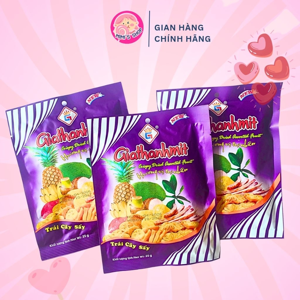 Trái Cây Sấy Gia Thành Giòn Ngon Tự Nhiên Ăn Vặt Gói 25gram Thùng 100 Gói Date Mới Ship Hỏa Tốc | Mi