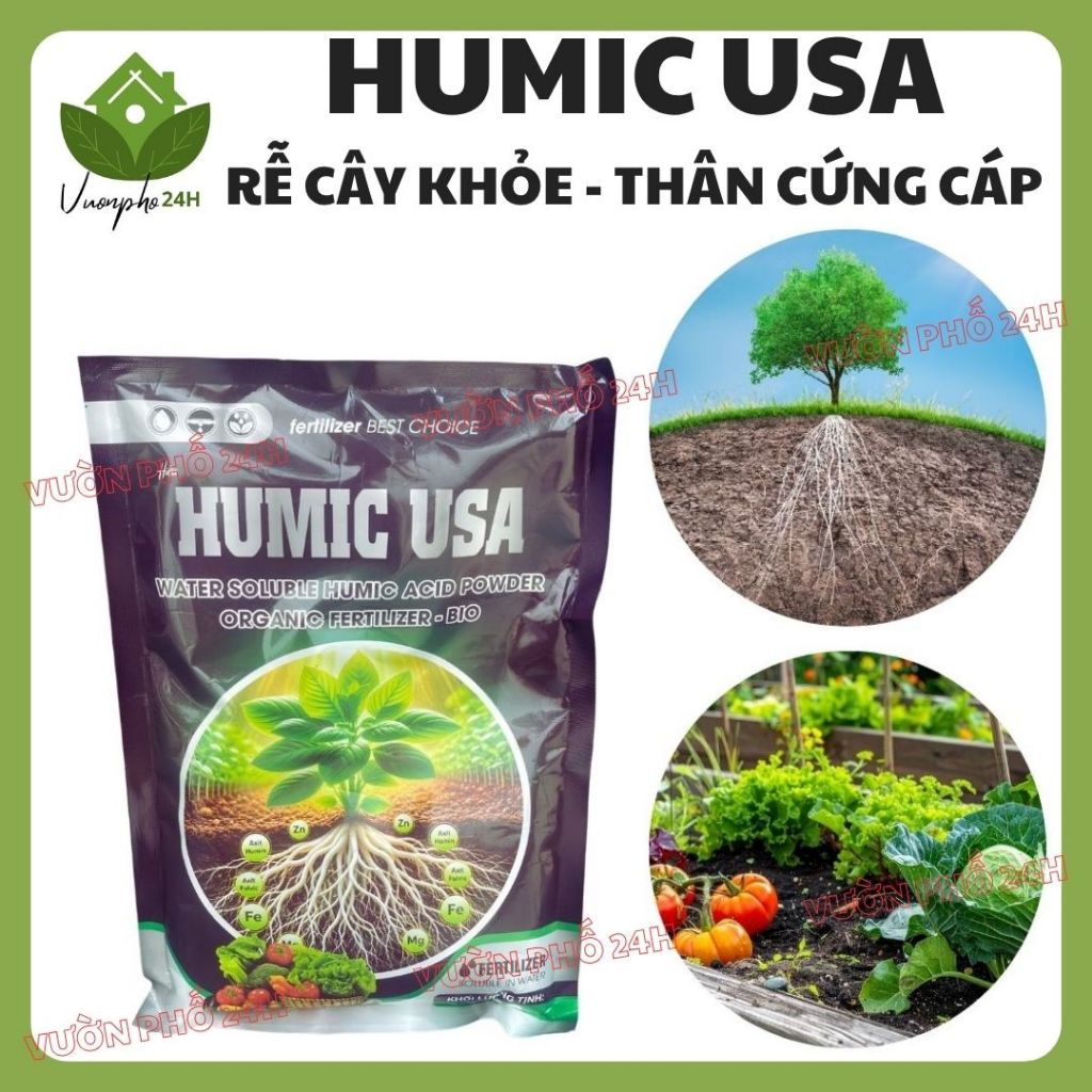 Humic USA Humic Gold 1kg - Phân bón lá sinh học Humic Acid 55% tan hoàn toàn