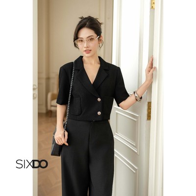 Áo vest nữ đen tay lửng cổ V SIXDO (Black Tendy Vest)