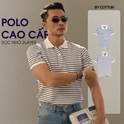 [BEST SELLER] Áo Thun Polo Nam 2Layer Phối Sọc Nhuyễn Màu Xanh Đen - Luôn Tặng Hộp Đóng – BY COTTON