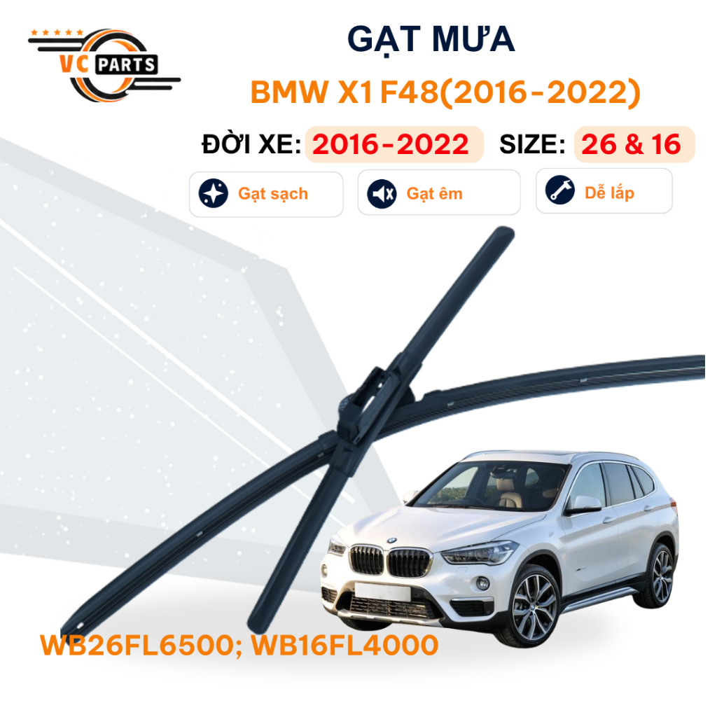 Gạt Mưa Thân Mềm Schaeffler Kích Thước 26 & 16 Cho BMW X1 F48 2016-2022