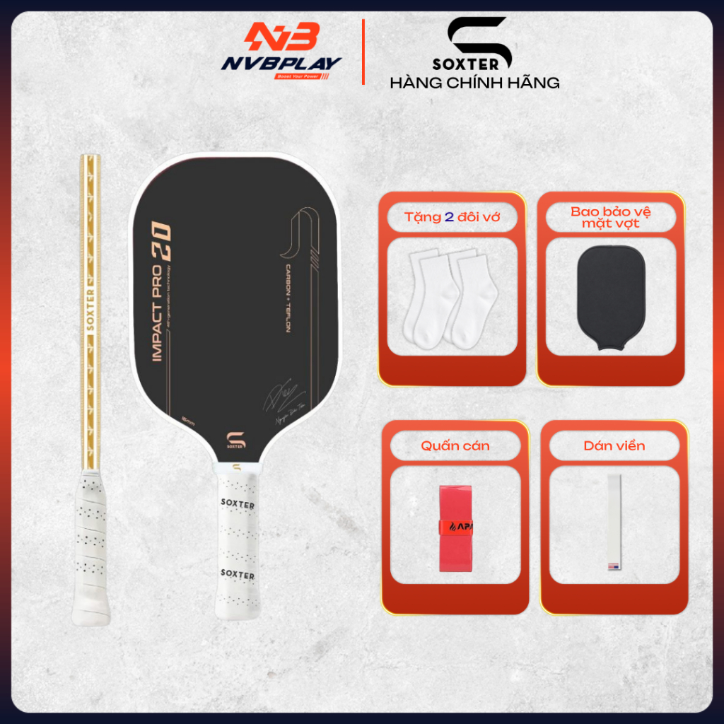 Vợt Pickleball Soxter Impact Pro 2.0 - 16mm - Hàng Chính Hãng