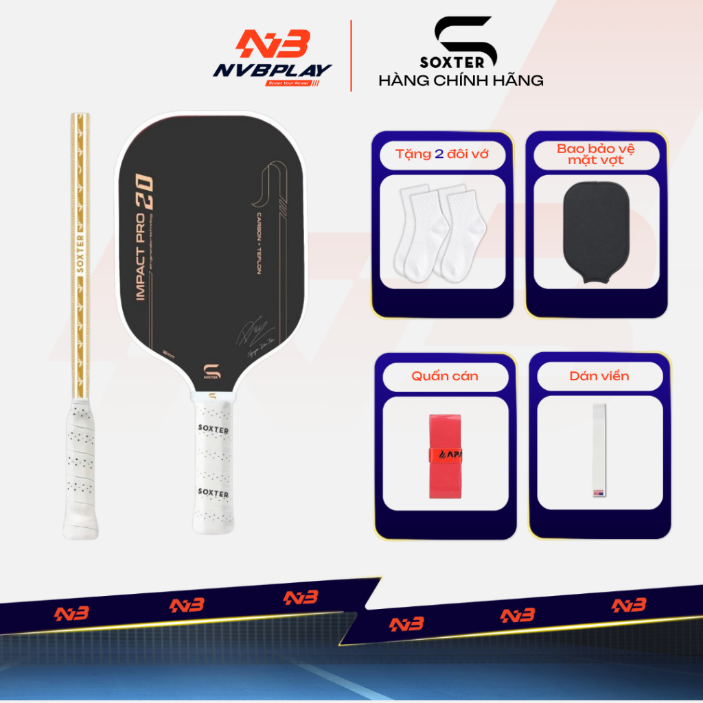 [CHÍNH HÃNG] Vợt Pickleball Soxter Impact Pro 2.0 - 16mm