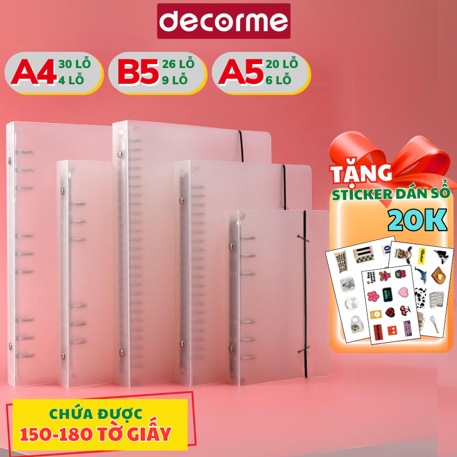 [TẶNG STICKER] Sổ còng DecorMe bìa sổ còng A4 A5 B5 binder còng sắt 4 9 6 20 26 30 còng làm sổ tay, 