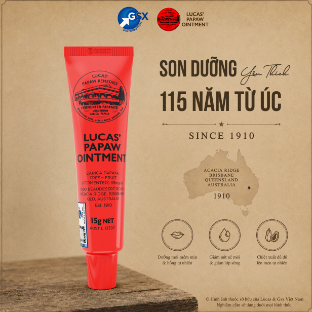 [Son Dưỡng] Đu Đủ Lucas Papaw Úc 115 Năm - Dưỡng Môi Mềm Mịn, Giảm Khô Nứt Môi & Gót Tay Chân
