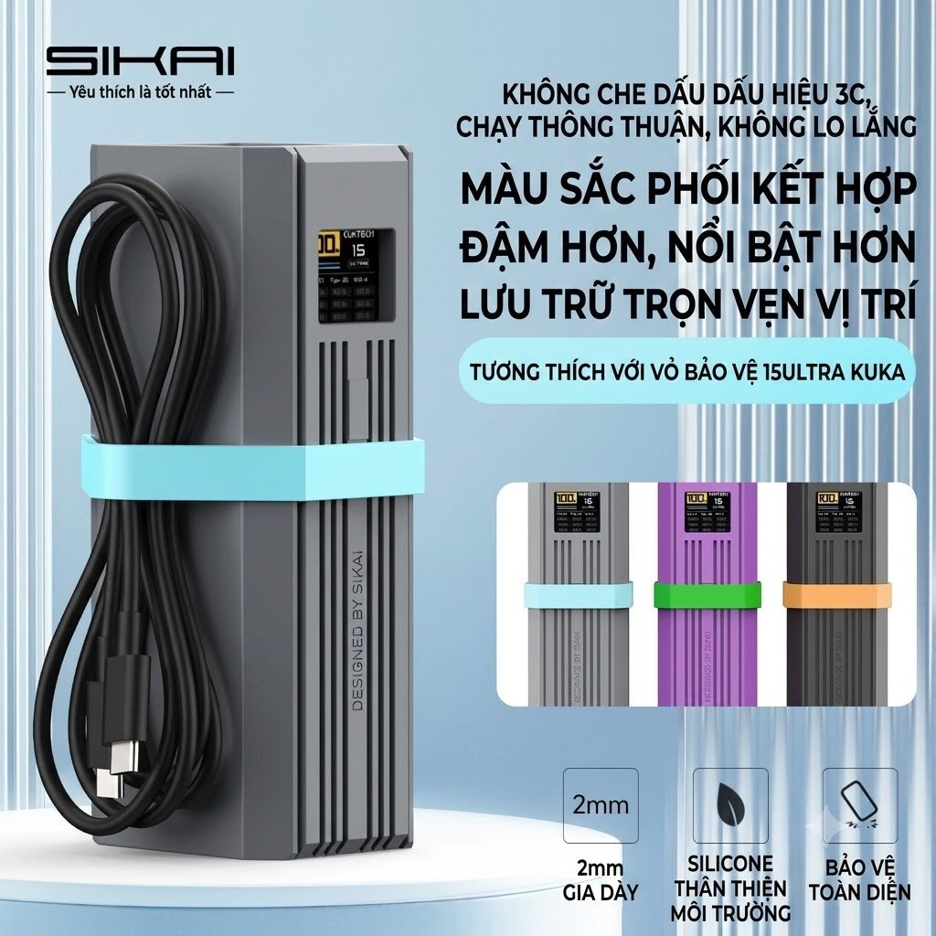 Vỏ Silicon Cao Cấp SIKAI cho CUKTECH 15 Ultra 210W 20000mAh - PB200U  - Chống Xước, Chống Sốc, Bảo V