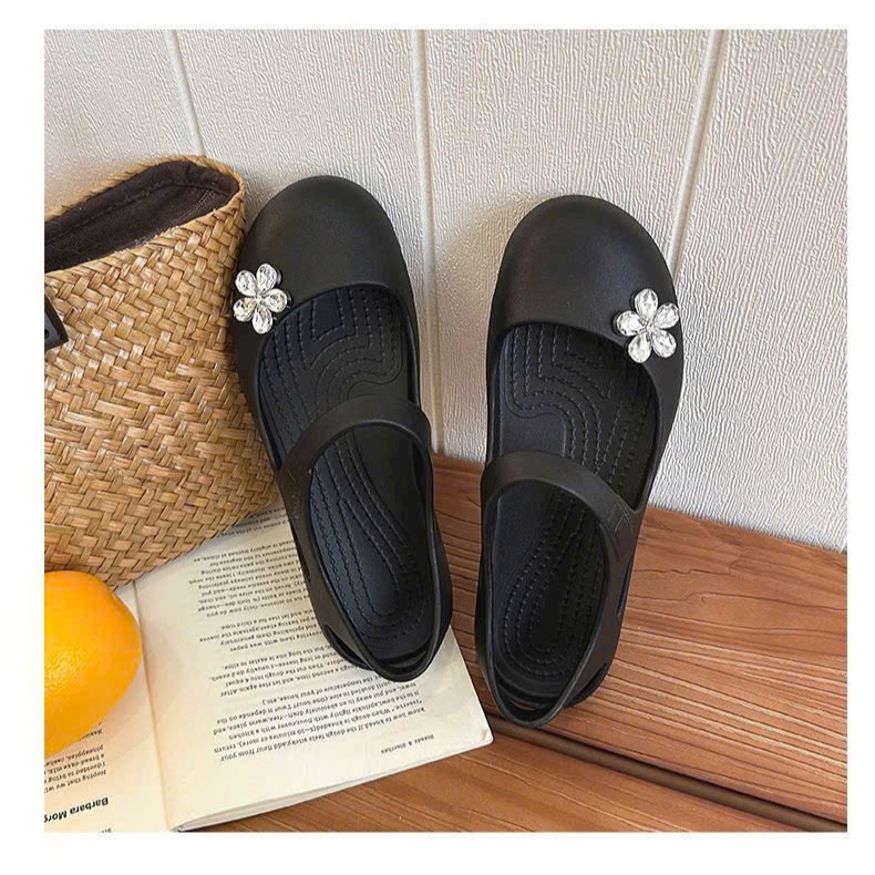 Dép Sục Ballet Giày Búp Bê Nhựa Đúc Đính Charm Thời Trang Chất Nhẹ Mang Êm MT Shoes DN119