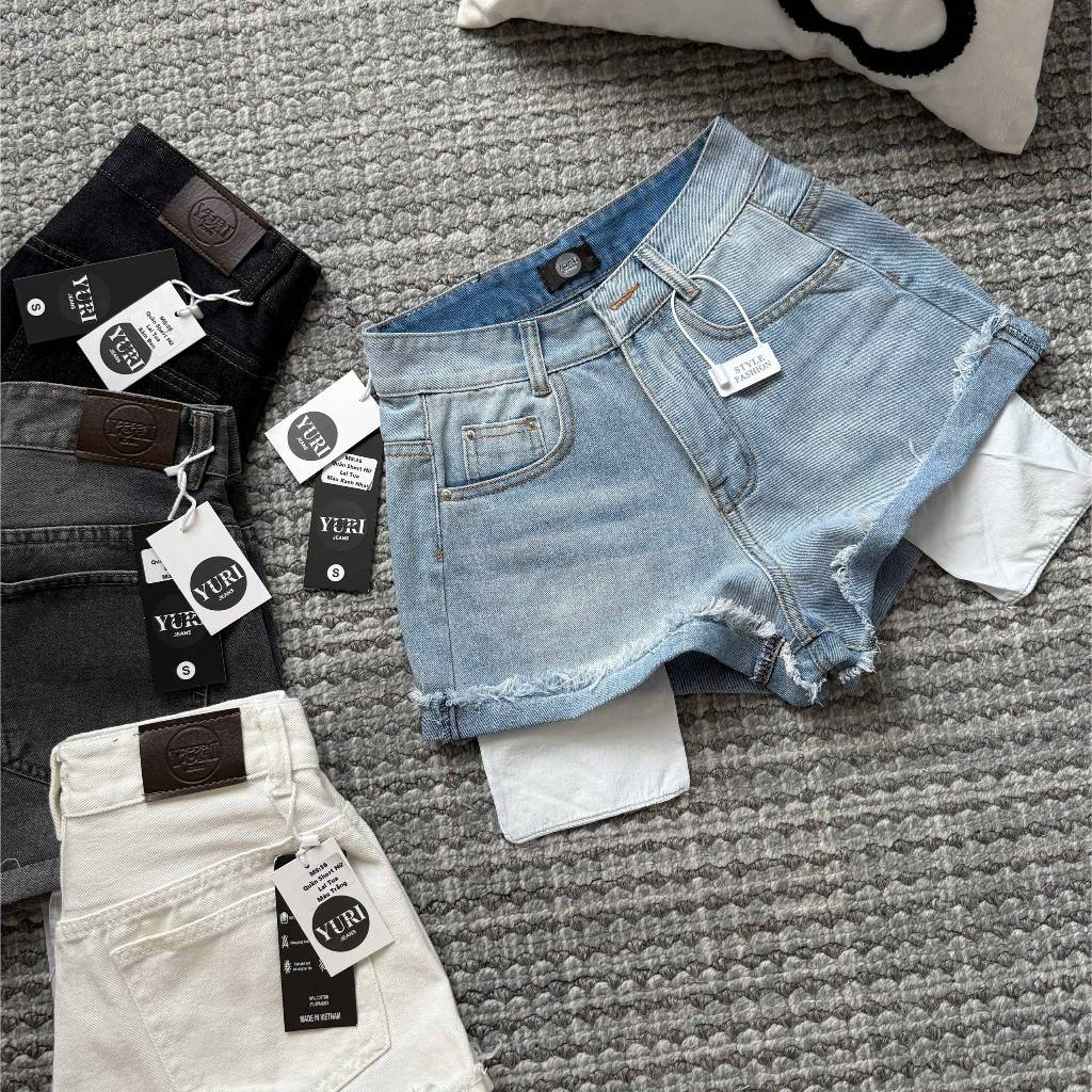 YURI JEANS - (MÃ 36) Quần Short Jean Nữ Kiểu Rách Gấu