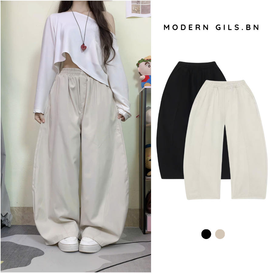Quần Kaki Ống Cong Nam Nữ, Quần Cạp Chun Co Giãn, Quần Ống Cong Basic Dễ Mặc Modern Girls