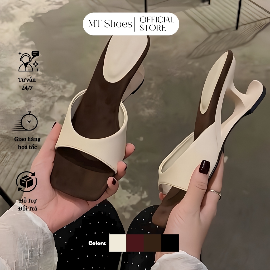 Guốc Cao gót Nữ Quai Thiết Kế Gót Cách Điệu Cao 5 Phân Form Đẹp Tôn Chân MT Shoes GN115