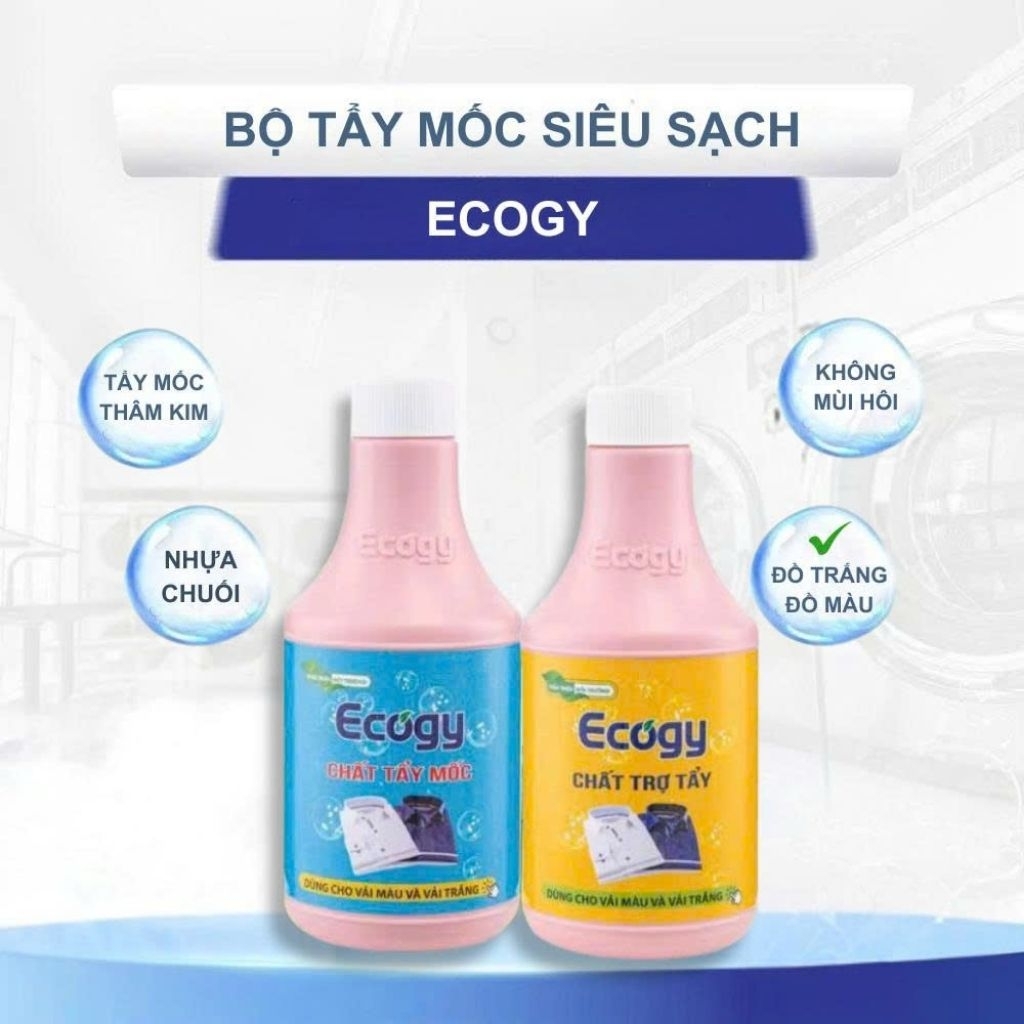 [ Tẩy Mốc Siêu Sạch Ecogy ] Bộ tẩy mốc 600g không mùi, tẩy mốc, thâm kim, nhựa cây, nước chè, cafe, 