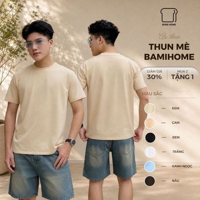 [GIẢM 50%] Áo thun trơn nam cao cấp BAMIHOME áo thun cổ tròn, tay ngắn basic, form vừa vặn thoải mái ATS01