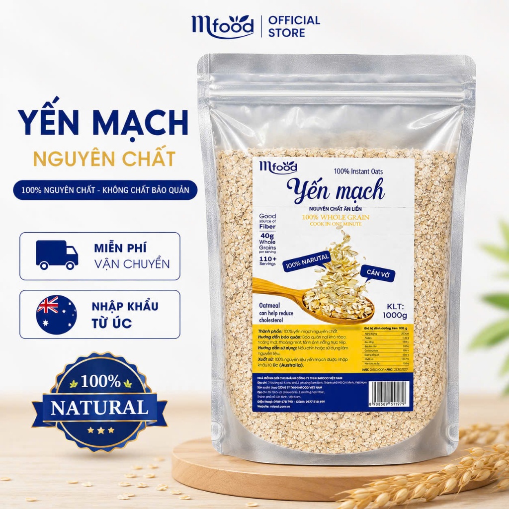 Yến Mạch Úc - Mfood Tiện Lợi Món Quà Sức Khỏe Túi 1kg