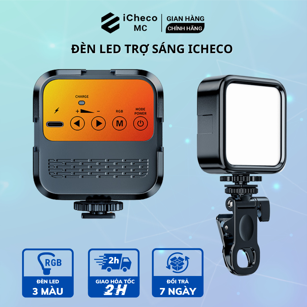 Đèn LED mini trợ sáng quay video,chụp ảnh, livestream ICHECO Selfie kèm kẹp tặng kèm