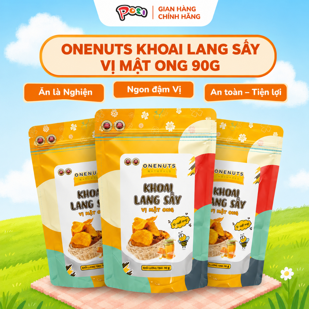ONENUTS Khoai Lang Sấy Vị Mật Ong 90g – Khoai Lang Sấy Giòn Ngon, Vị Mật Ong Thơm Ngọt Tự Nhiên - Po