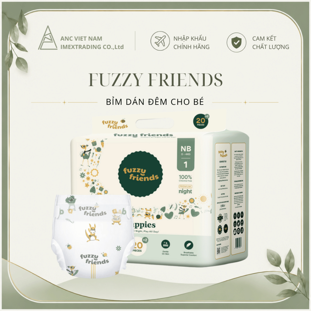 [QUÀ TẶNG] 1 BỊCH BỈM FUZZY FRIENDS-CÙNG SIZE
