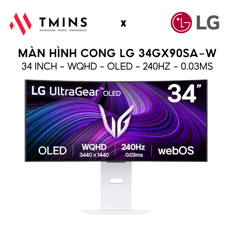 Màn Hình Cong LG 34GX90SA-W (34 inch, WQHD, OLED, 240Hz, 0.03ms) - Hàng chính hãng