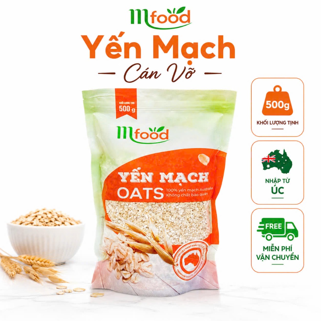 Yến Mạch (CÁN VỠ) MFOOD Nhập Khẩu 100% Từ Úc - Giàu Chất Xơ Giúp No Lâu - Túi 500g