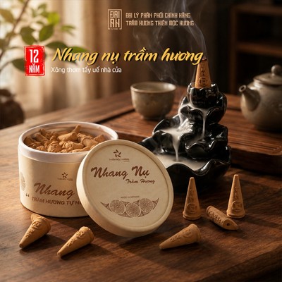 Nụ trầm hương khói ngược Thiên Mộc Hương trầm hương 12 năm - Hộp 40 nụ xông nhà tẩy uế