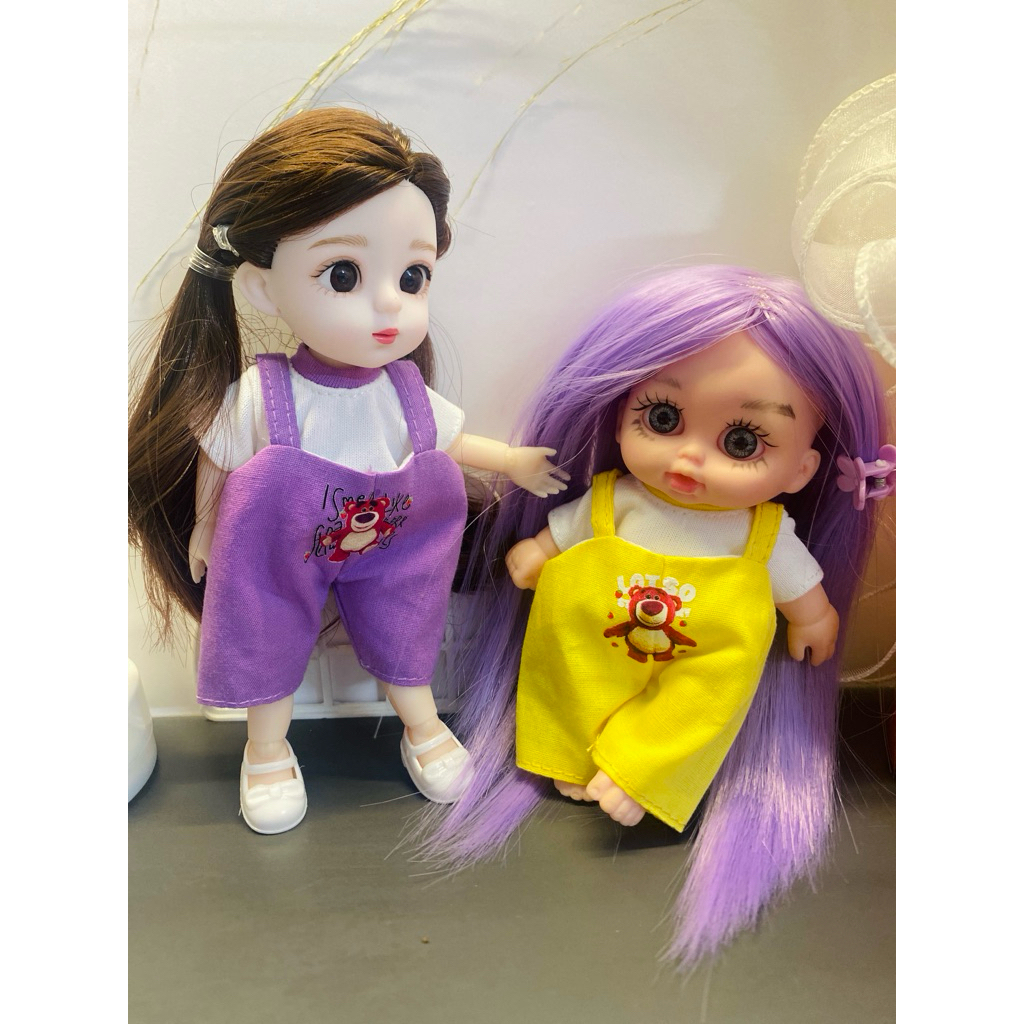 🧸 SÉT QUẦN YẾM AO MINI CHO DOLL 5 INCH (12–13CM) .Quần Yếm Cho Doll 5 Inch 12-13cm Áo Thun Phối Yếm 
