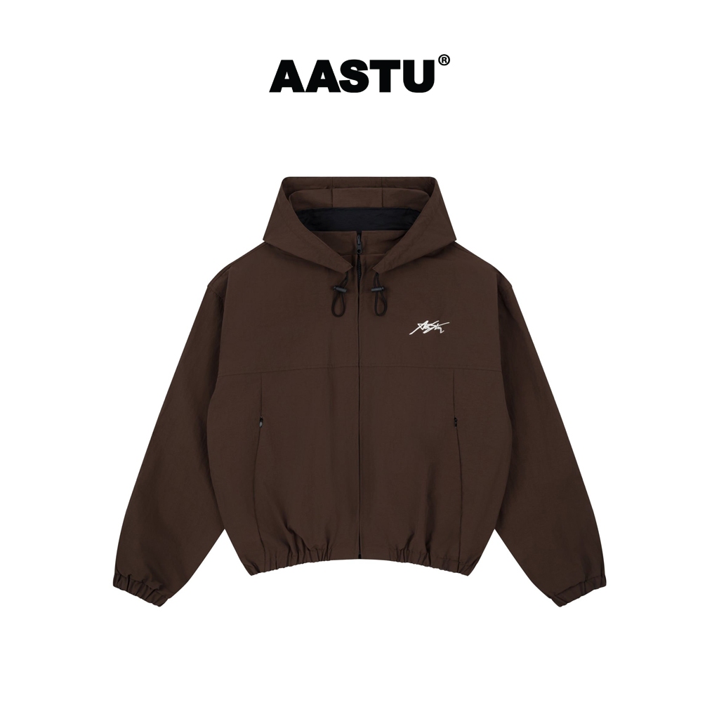 Aa stu - Áo Hoodie Zip Aastu PARACHUTE Form Boxy Vải Nỉ Bông Local Brand Unisex / Nâu