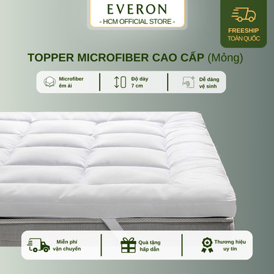 Topper Đệm/Topper Nệm, Tăng tiện nghi EVERON (Mỏng), làm mềm đệm cao cấp NHIỀU kích thước