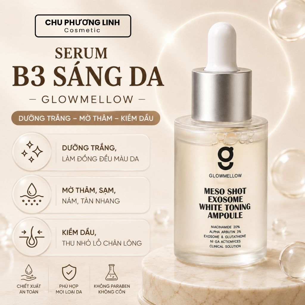 Serum B3 sáng da mờ thâm Glowmellow Nia20 Exosome 30ml | Dưỡng trắng, se khít lỗ chân lông MP0798