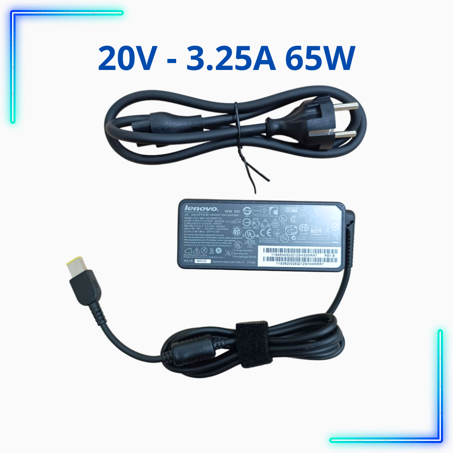 Cục Sạc Laptop Lenovo 20V - 3.25A 65W cho Lenovo ThinkPad Ideapad Yoga Thinkplus - Adapter Lenovo Ne