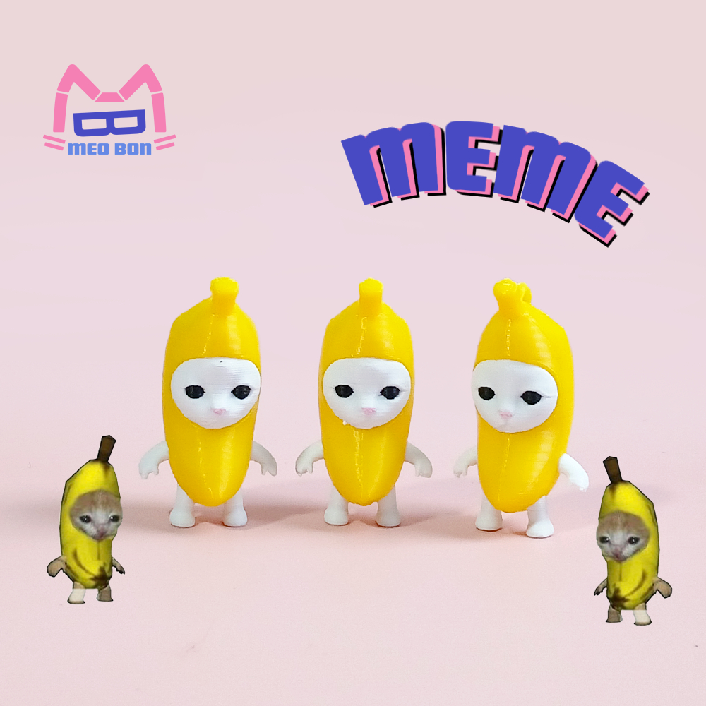 Móc Khóa Meme Mèo Chó - Trái Cây Hài Hước Dễ Thương In 3D