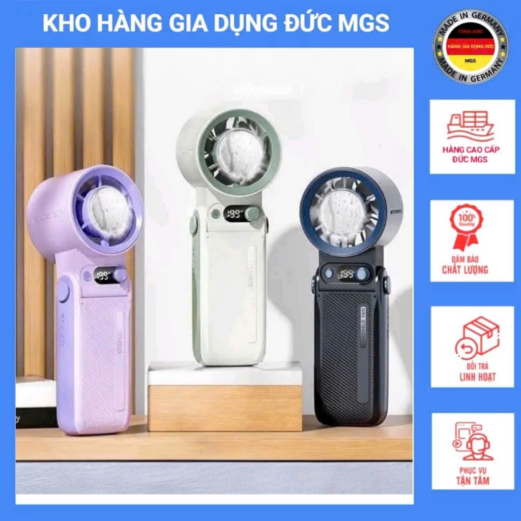 Quạt Mini cầm tay JF168 Pin 6.000mAh động cơ không chổi than kết hợp cánh Turbo, gấp gọn