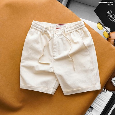 [FORM RỘNG] Quần short nam HEBOZ relax linen 5M, quần đùi lưng chun thoải mái - 00003242