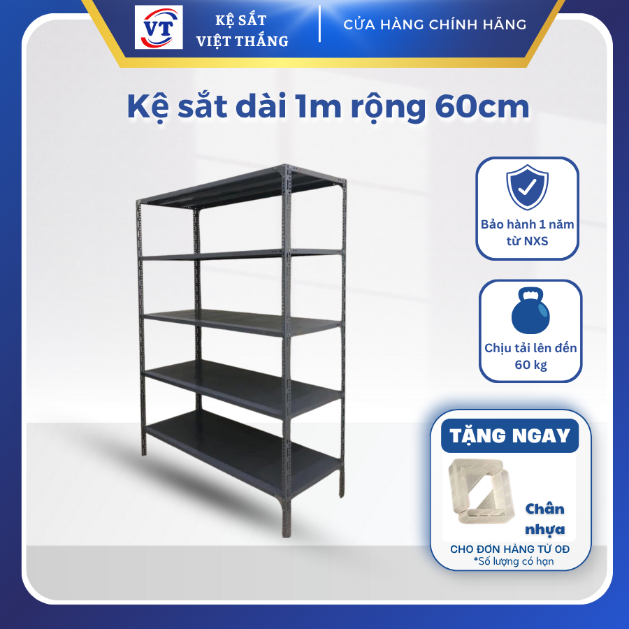 Kệ sắt V lỗ đa năng 1m x 60cm - Kệ để đồ, kệ kho hàng chịu lực, kệ văn phòng