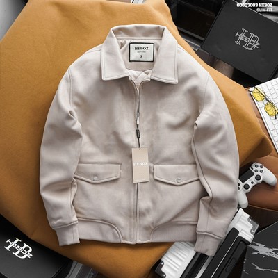 Áo khoác da lộn HEBOZ Exclusive 3M, áo lạnh dành cho nam cổ bẻ chất vải dày dặn - 00003003