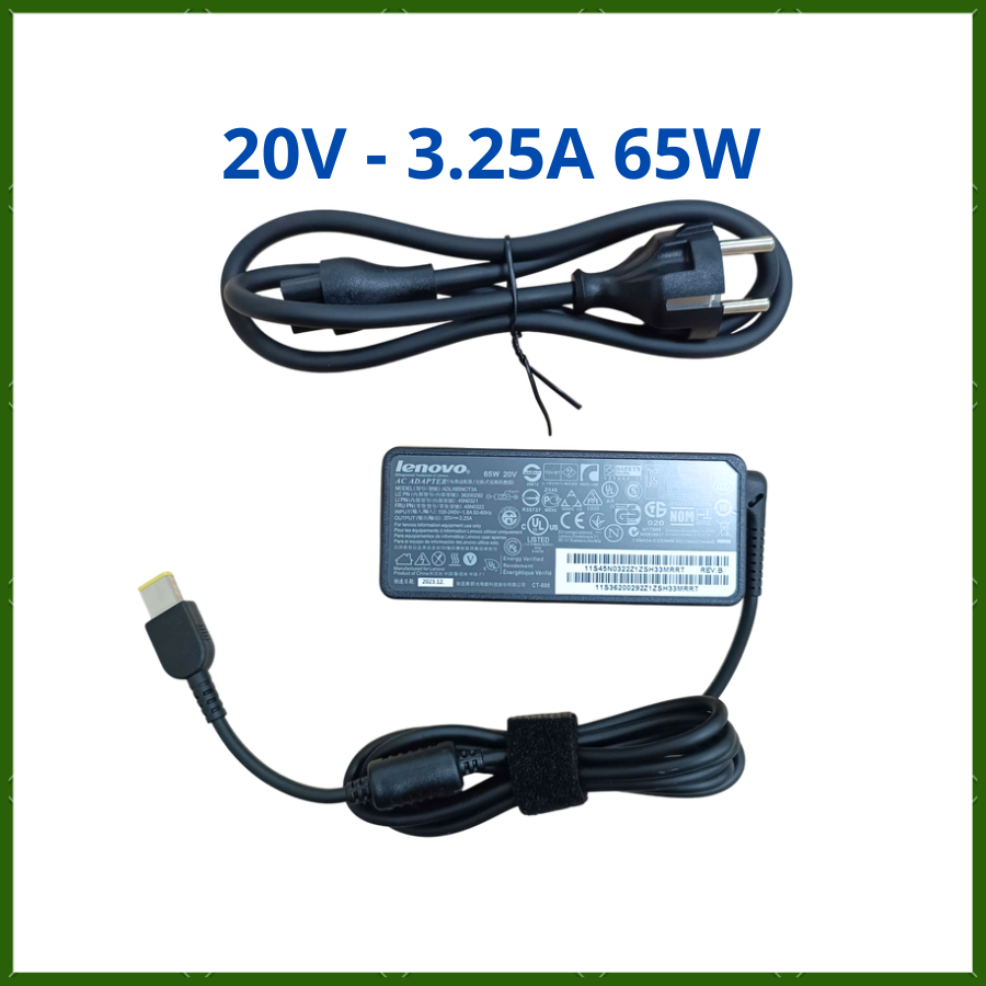 Cục Sạc Laptop Lenovo 20V - 3.25A 65W Cho Lenovo Thinkpad, Thinkbook, Thinkplus, Ideapad, Yoga - Ada