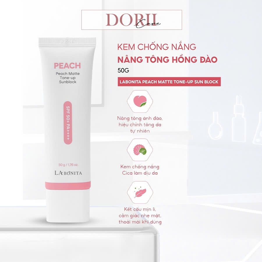 Kem chống nắng bảo vệ da LaBonita Peach Matte Tone-Up 50g tặng mặt nạ Labonita