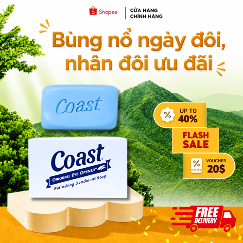 (TÁCH LẺ) XÀ BÔNG COAST HỘP TRẮNG/ XÀ BÔNG COAST HỘP XANH THƠM MÁT NHẸ, 113g/CỤC - Mỹ